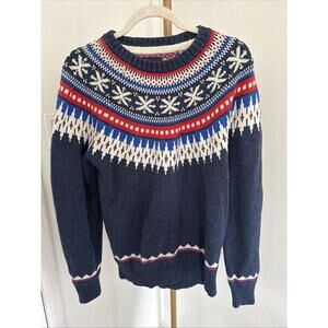 American eagle men’s fair isle‎ Nordic printed crew neck sweater blue medium